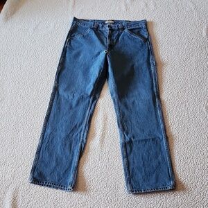 Blue Mountain high rise wide leg distressed medium blue acid washed jeans